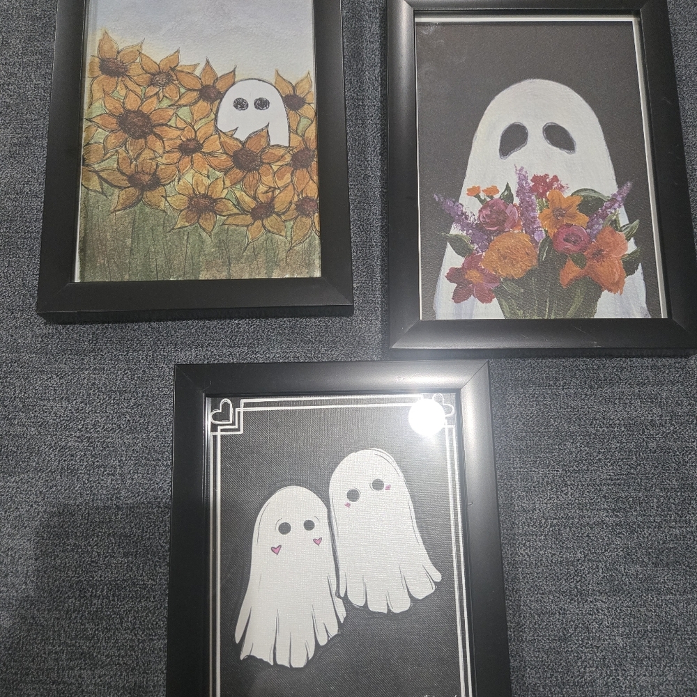 Ghostie Art Print Set in Black Frames